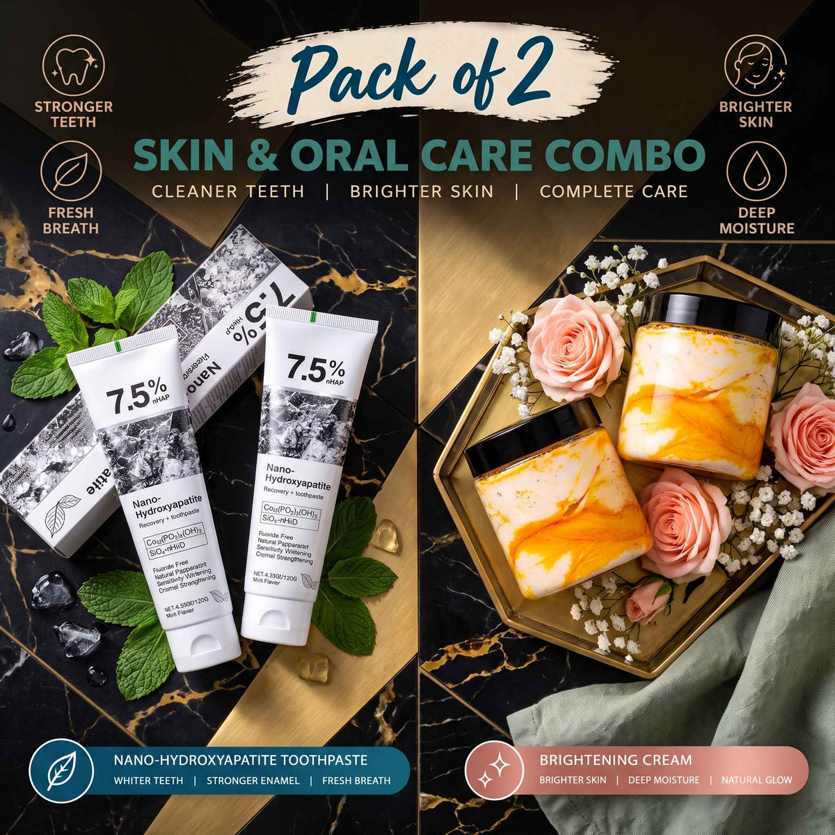 Pack of 2 Nano-Hydroxyapatite Toothpaste + Zafrani Cream Combo