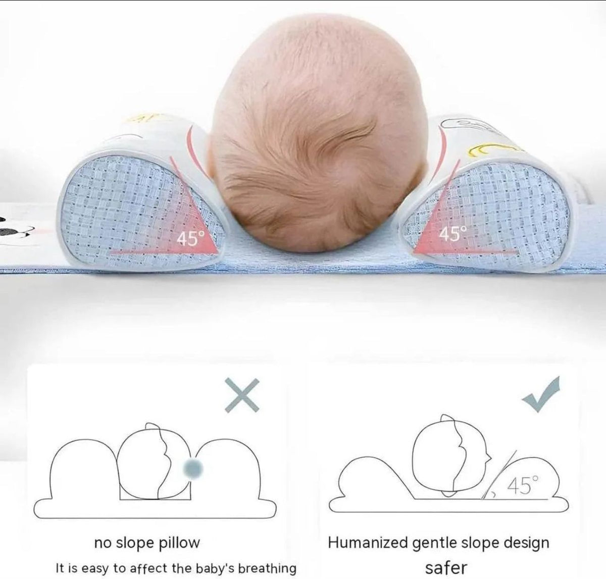 Adjustable Baby Pillow Anti-Roll Pillow random color