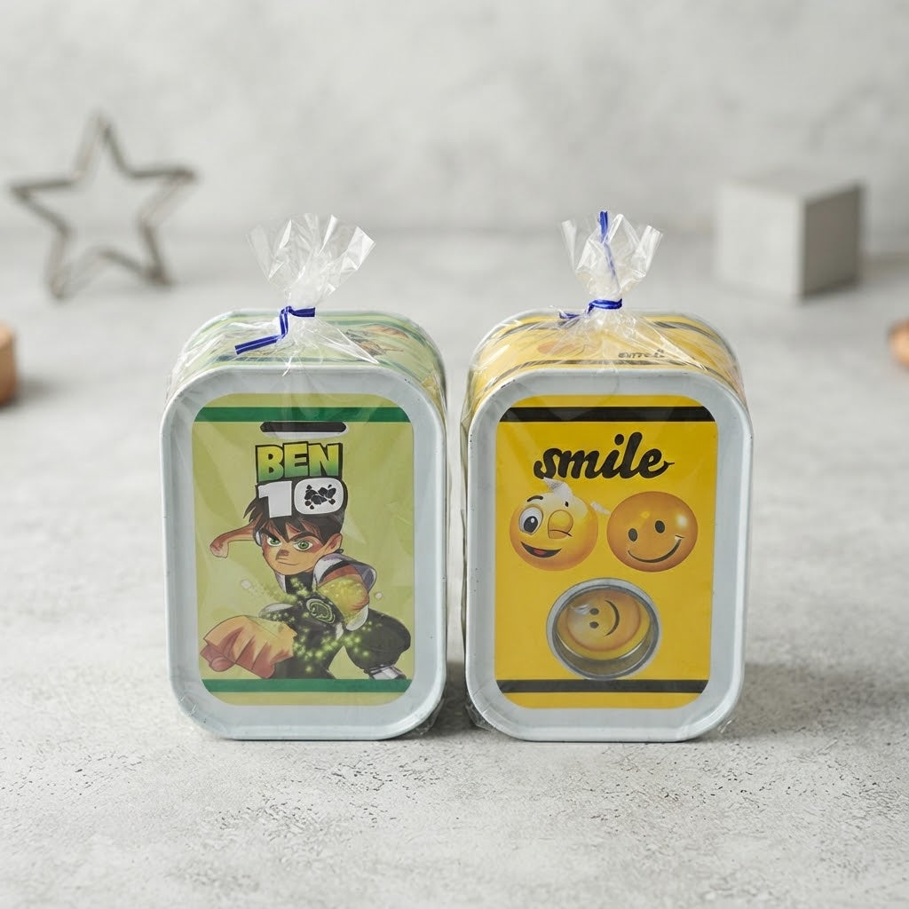 Metal Storage Container – Kids Coin Box & Secure Savings Bank Tin (Smile or Ben 10)