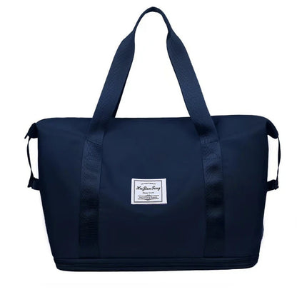 Women's Travel / Gym Duffel Bag Expandable Luggage Carry All Handbag - Black