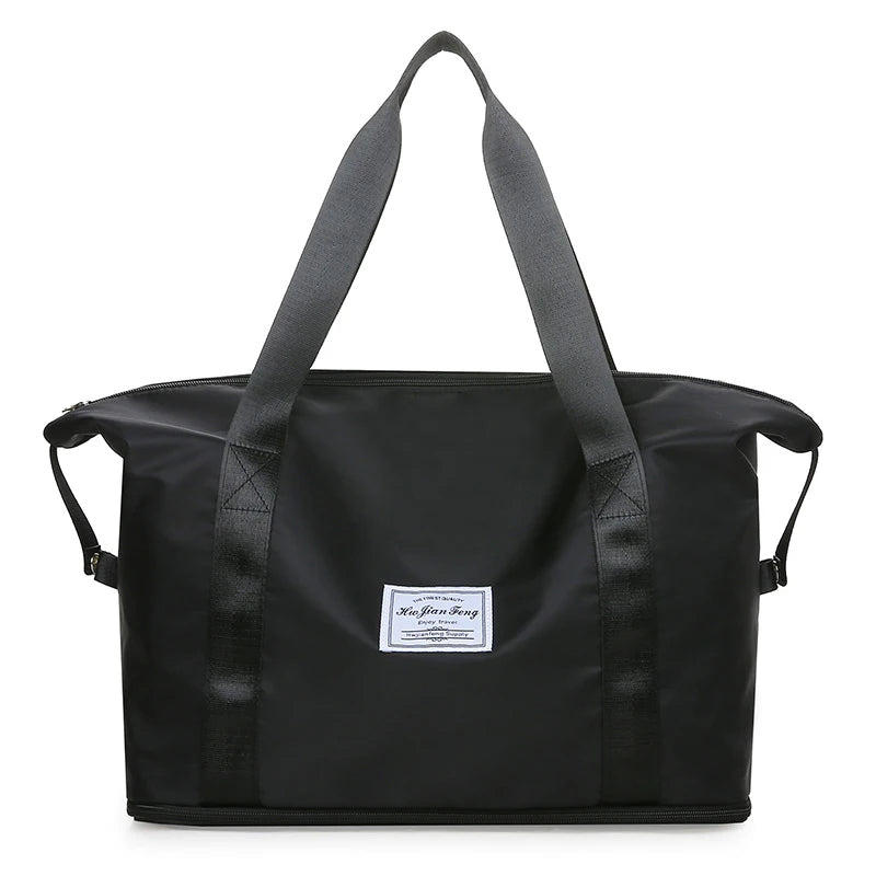 Women's Travel / Gym Duffel Bag Expandable Luggage Carry All Handbag - Black