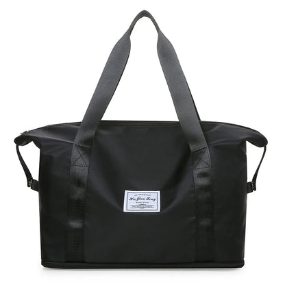Women's Travel / Gym Duffel Bag Expandable Luggage Carry All Handbag - Black