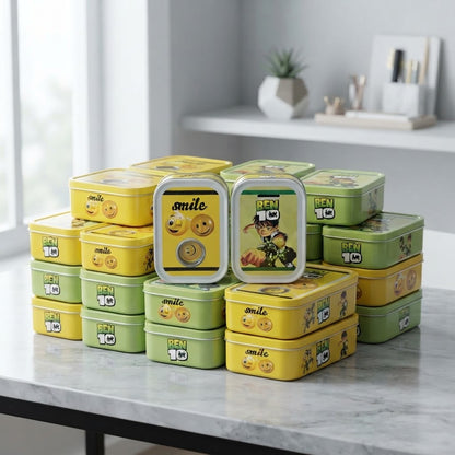 Metal Storage Container – Kids Coin Box & Secure Savings Bank Tin (Smile or Ben 10)