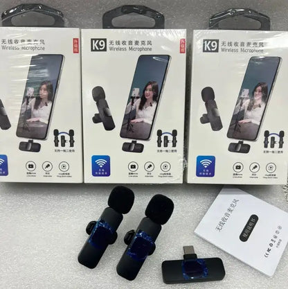 K9 Wireless Dual Lavalier Microphone System - Plug & Play for Vlogging & Live Streaming
