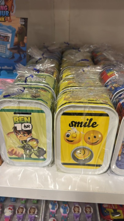 Metal Storage Container – Kids Coin Box & Secure Savings Bank Tin (Smile or Ben 10)