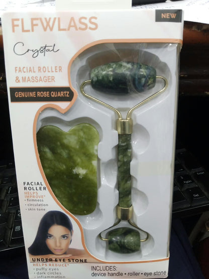 Jade Stone Roller & Gua Sha Facial Massager Set