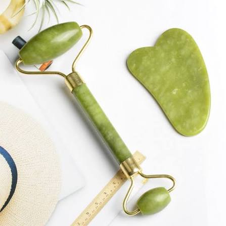 Jade Stone Roller & Gua Sha Facial Massager Set