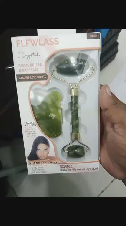 Jade Stone Roller & Gua Sha Facial Massager Set